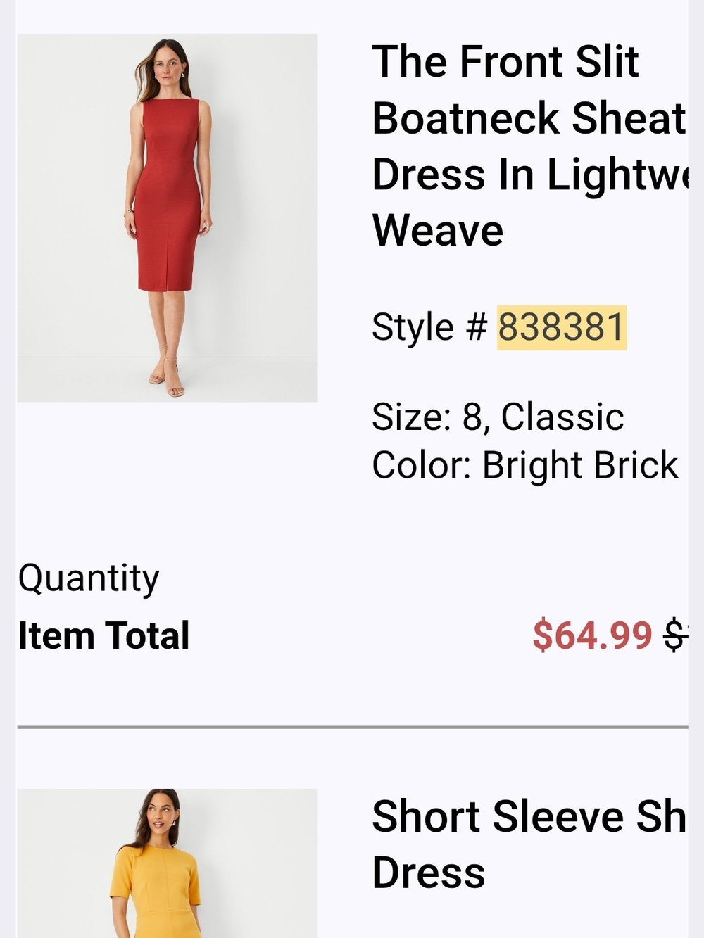 Ann Taylor Brick Red Sleeveless Sheath Midi Dress - Picture 6 of 6